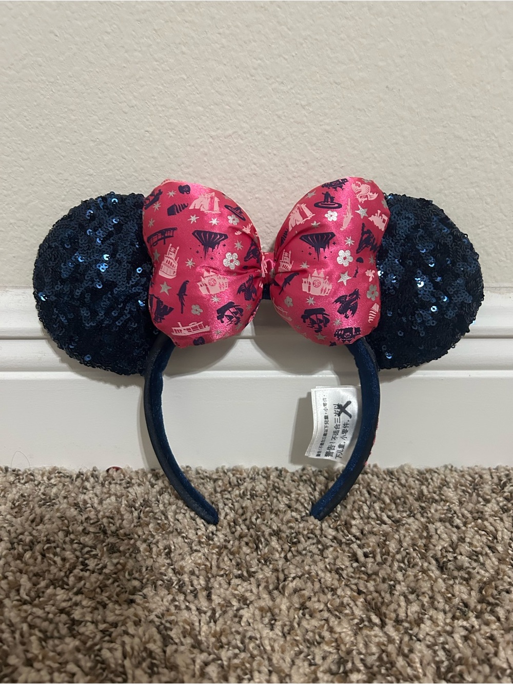 Disney Pink and Navy Sequin Minnie Ears Headband